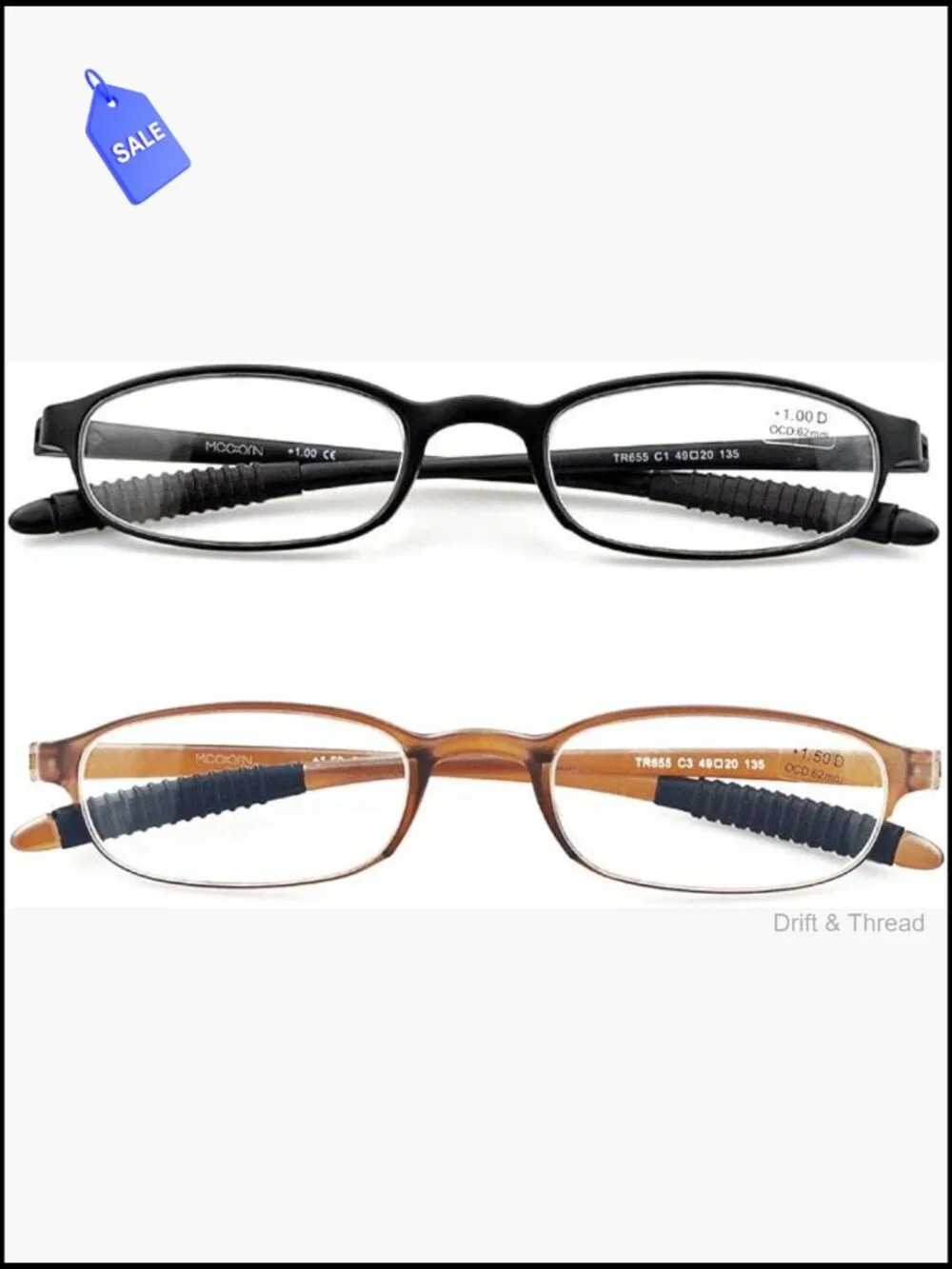 Lightweight TR90 Reading Glasses, Flexible Memory Plastic Readers for Men Women